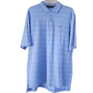 Polo Golf Ralph Lauren 100% Pima Cotton Blue Striped Men's Large Polo Shirt